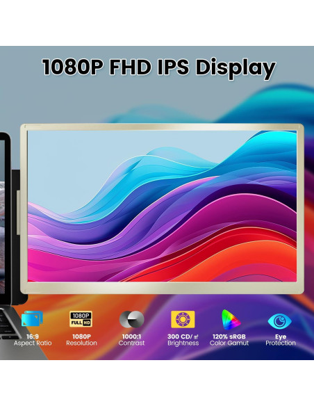 Extensor de Pantalla 15.6" KEFEYA FHD USB-C HDMI Rotación
