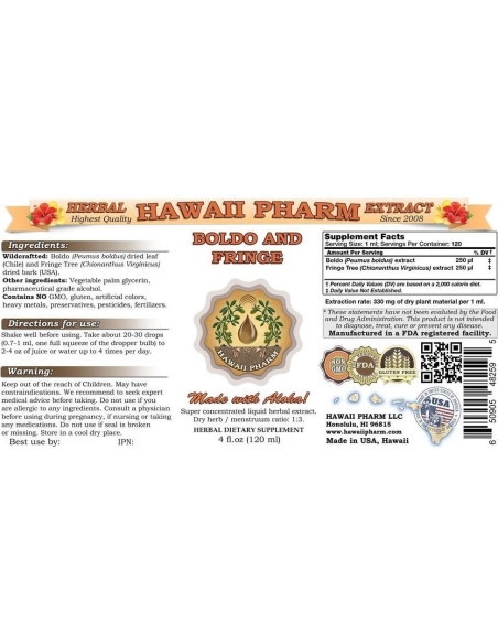 Extracto Líquido de Boldo y Árbol de Flecos 118 ml - HawaiiPharm