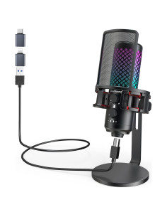 Micrófono USB ZealSound BKD-12 RGB para Podcast y Streaming
