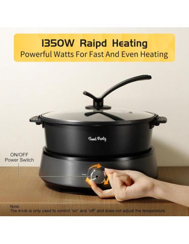 Olla Caliente Eléctrica Food Party 5L Doble Lado Antiadherente
