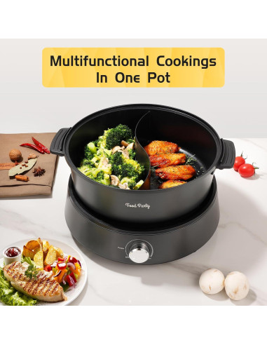 Olla Caliente Eléctrica Food Party 5L Doble Lado Antiadherente