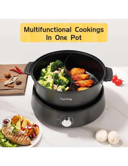 Olla Caliente Eléctrica Food Party 5L Doble Lado Antiadherente