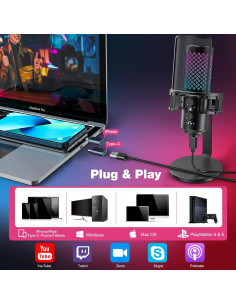 Micrófono USB ZealSound BKD-12 RGB para Podcast y Streaming 2