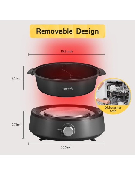 Olla Caliente Eléctrica Food Party 5L Doble Lado Antiadherente