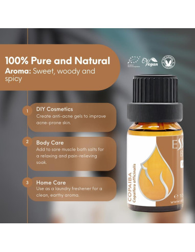 Aceite Esencial de Copaiba Orgánico Essences Bulgaria 10ml Puro