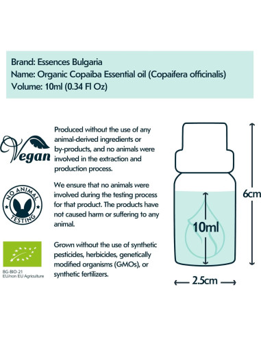Aceite Esencial de Copaiba Orgánico Essences Bulgaria 10ml Puro