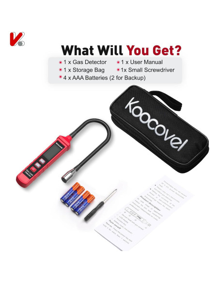 Detector de Fugas de Gas Koocovel 8" Portátil para Metano y Propano Detector de Fugas de Gas Koocovel 8" Portátil para Metano y Propano