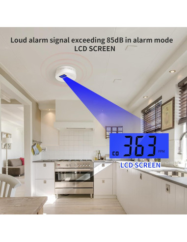Detector de CO y Humo OLUNCLE 2 en 1 con Pantalla LCD