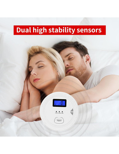 Detector de CO y Humo OLUNCLE 2 en 1 con Pantalla LCD