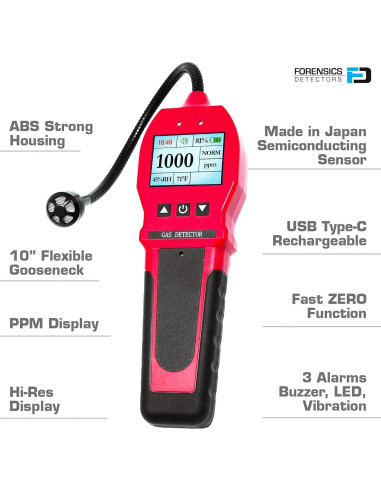 Detector de Fugas de Gas Forensics FD | 0-10,000 ppm | Rápido 1s