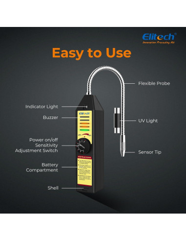 Detector de Fugas de Freón Elitech WJL-6000, Sensibilidad Ajustable