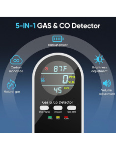 Detector de Fugas de Gas y Monóxido de Carbono NICGOL 2