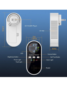 Detector de Gas y Monóxido de Carbono FLUNGSKY 5 en 1 2