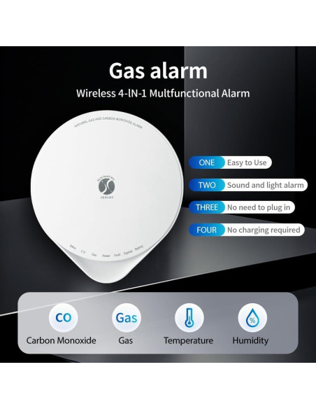 Detector de Monóxido de Carbono 4-en-1 ISSIOT JTM-XFR-B