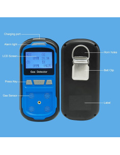 Detector de Gas Yfwsrecinoe 4 Gases Recargable LCD Azul 2
