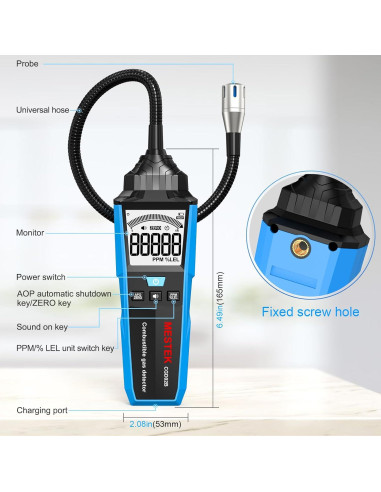 Detector de Fugas de Gas MESTEK CGD02B Recargable 232g