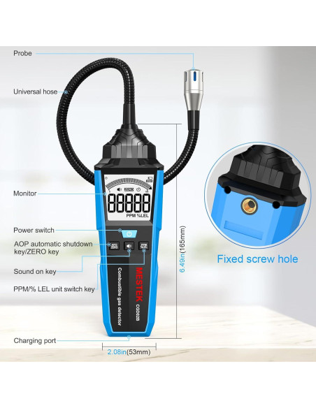 Detector de Fugas de Gas MESTEK CGD02B Recargable 232g
