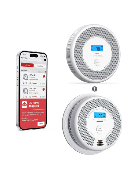 X-Sense Alarma Combinada Inteligente de Humo y CO XP0A-iR + SC07-WX