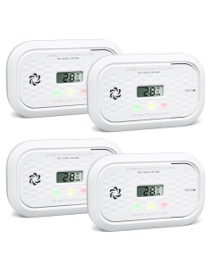 4 Detectores de Monóxido de Carbono Putogesafe con Batería 10 Años