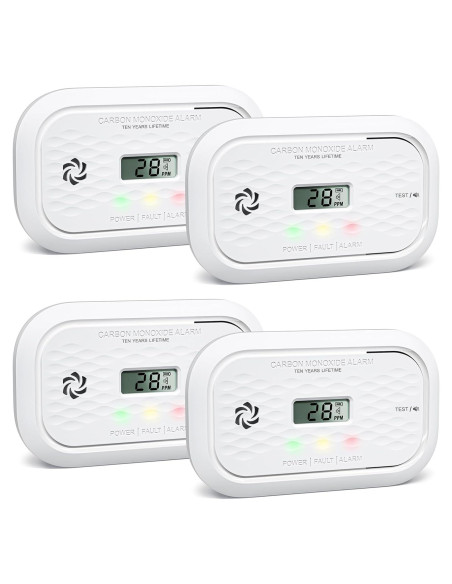 4 Detectores de Monóxido de Carbono Putogesafe con Batería 10 Años