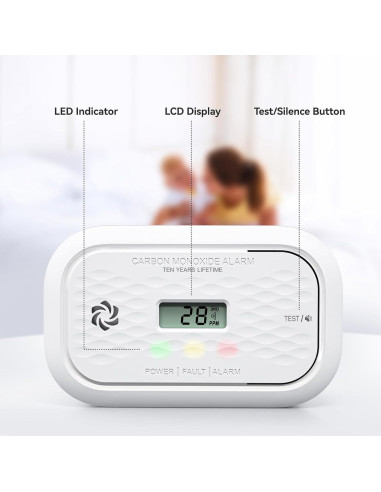 4 Detectores de Monóxido de Carbono Putogesafe con Batería 10 Años
