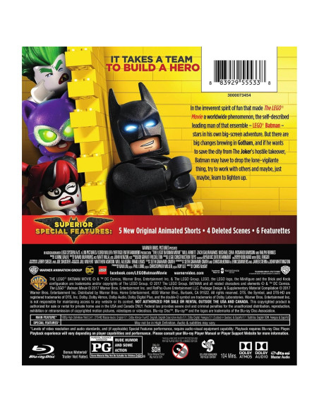 Película Lego Batman Blu-ray 1h44m Warner Home Video Película Lego Batman Blu-ray 1h44m Warner Home Video