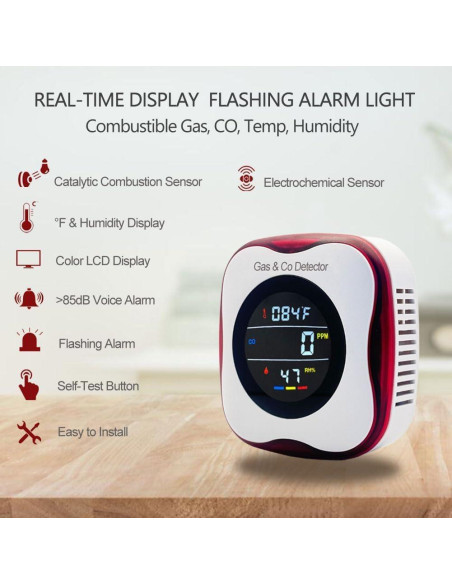 Detector Combinado de Monóxido de Carbono y Gas KH Alert Detector Combinado de Monóxido de Carbono y Gas KH Alert