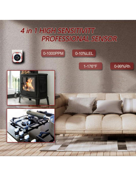 Detector Combinado de Monóxido de Carbono y Gas KH Alert Detector Combinado de Monóxido de Carbono y Gas KH Alert