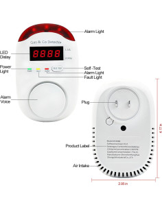 Detector de Gas y Monóxido de Carbono FLUNGSKY 2 en 1 2