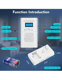 4 Detectores de Monóxido de Carbono y Gas Lunarlipes con Batería 2