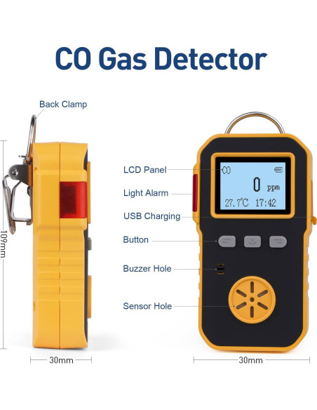 Detector de Gas CO Bosean K-100A Portátil Recargable Detector de Gas CO Bosean K-100A Portátil Recargable