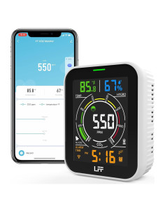 Detector de CO2 LFF Wi-Fi 4 en 1 con Alarma y Pantalla LCD