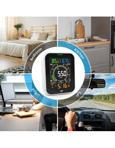 Detector de CO2 LFF Wi-Fi 4 en 1 con Alarma y Pantalla LCD