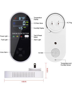 Detector de Gas y Monóxido de Carbono 4-en-1 FLUNGSKY 2 Paquetes 2
