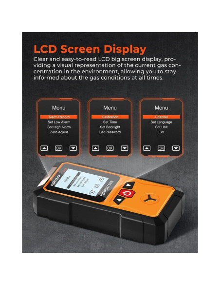 Detector de Gas H2S GOYOJO, 0-100 ppm, Alarmas y Pantalla LCD Detector de Gas H2S GOYOJO, 0-100 ppm, Alarmas y Pantalla LCD