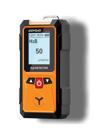 Detector de Gas H2S GOYOJO, 0-100 ppm, Alarmas y Pantalla LCD Detector de Gas H2S GOYOJO, 0-100 ppm, Alarmas y Pantalla LCD
