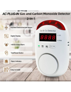 Detector de Gas y Monóxido de Carbono CHENGHEM KH888 Enchufable 2