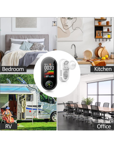 Detector de Monóxido de Carbono y Gas Kalawen 4-en-1 Enchufable