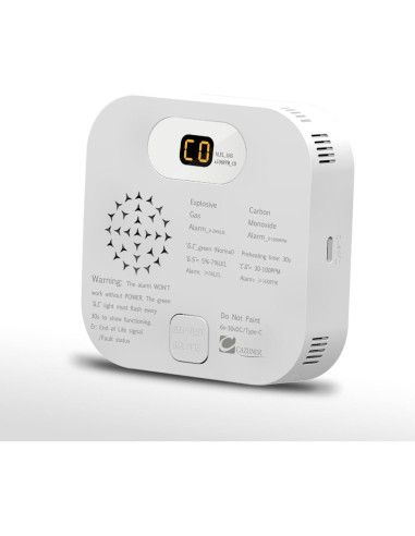 Alarma de Monóxido de Carbono y Gas CAZONER GC580 10 Años