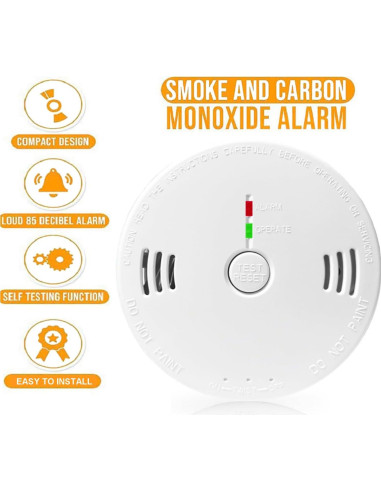 Detector de Humo y Monóxido de Carbono GLBSUNION, Paquete de 2