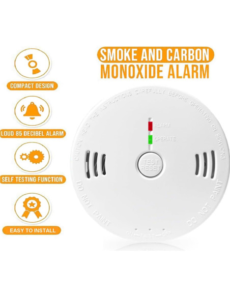 Detector de Humo y Monóxido de Carbono GLBSUNION, Paquete de 2