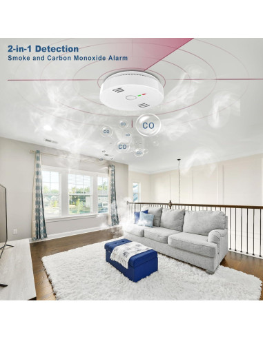 Detector de Humo y Monóxido de Carbono GLBSUNION, Paquete de 2