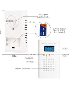 Detector de Gas y Monóxido de Carbono Colorwell KH-552 2 en 1 2