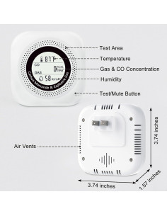 Detector de Monóxido de Carbono y Gas Natural Leakbee YC302 Pro+ 4 en 1 2