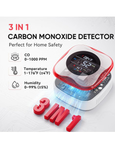 Detector de Monóxido de Carbono Enchufable YOJOCK KH105 3-en-1 2
