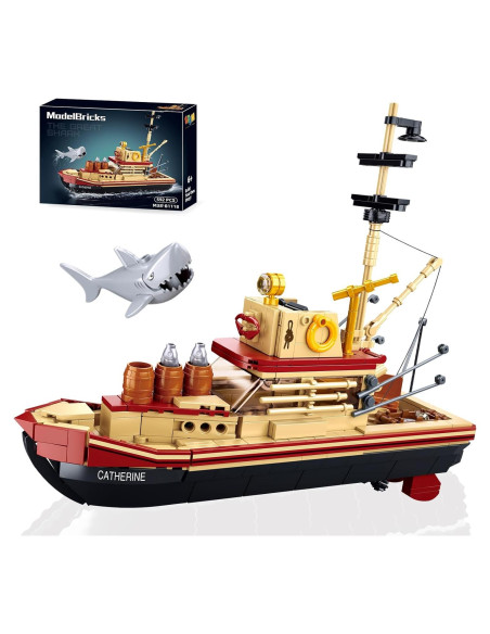 Kit de Bloques de Barco de Pesca OQMI 592 Piezas Amarillo