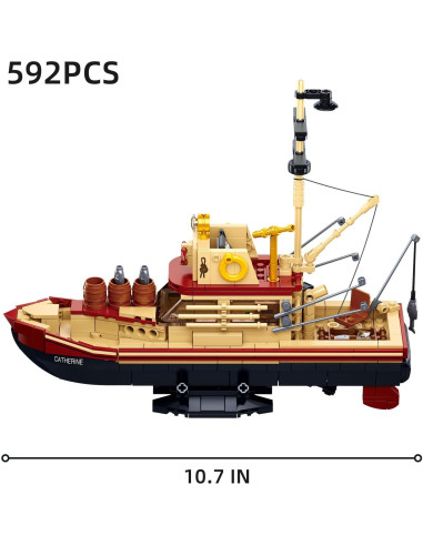 Kit de Bloques de Barco de Pesca OQMI 592 Piezas Amarillo