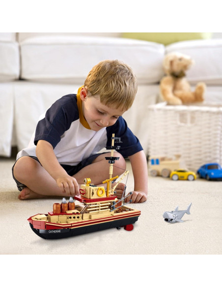 Kit de Bloques de Barco de Pesca OQMI 592 Piezas Amarillo