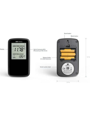 Detector de Radón Digital Airthings Corentium con Pantalla LCD