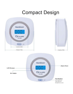 3 Detectores de Monóxido de Carbono Hembisen con Pantalla Digital 2